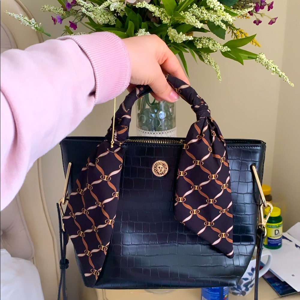 Anne Klein Black Leather Tote Bag